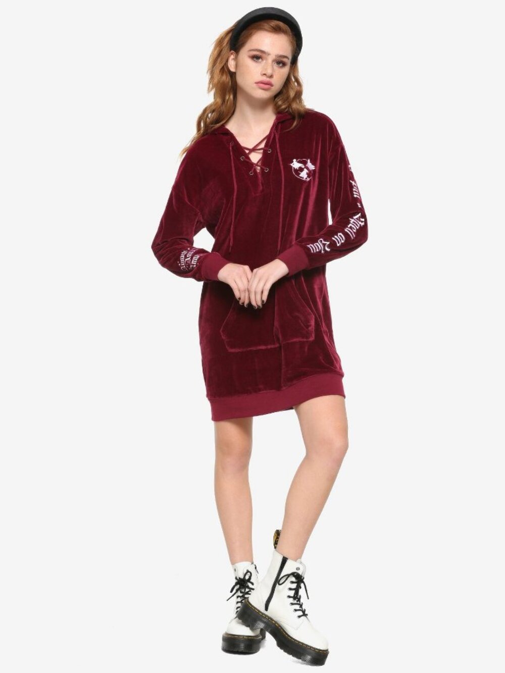 Hocus Pocus Velour Hoodie Dress Long Oversized Lace-Up Disney Her Universe
